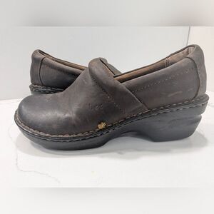 b.o.c. clog Peggy oil rubbed leather brown slip on nursing boho shoes muels sz 9